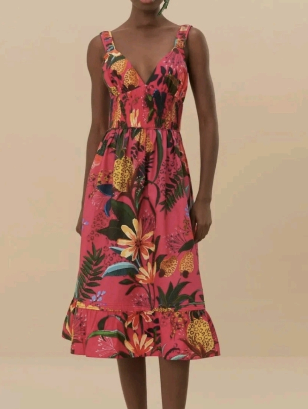 FARM Rio Active Midi Sundress, Pink, Large